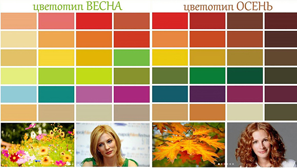 Палитра для весеннего и осеннего цветотипа