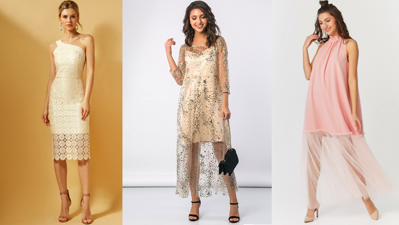 Платья на выпускной в бежевых и пастельных оттенках