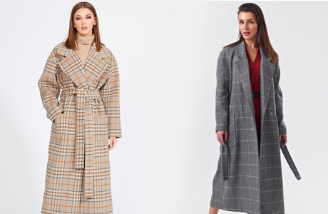 Длинное пальто в клетку