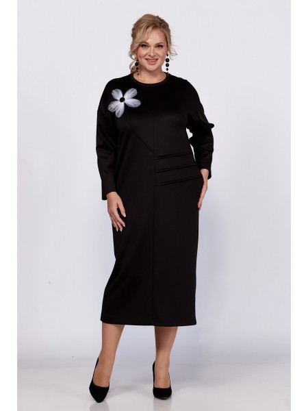 1191-1 черный+белый цветок