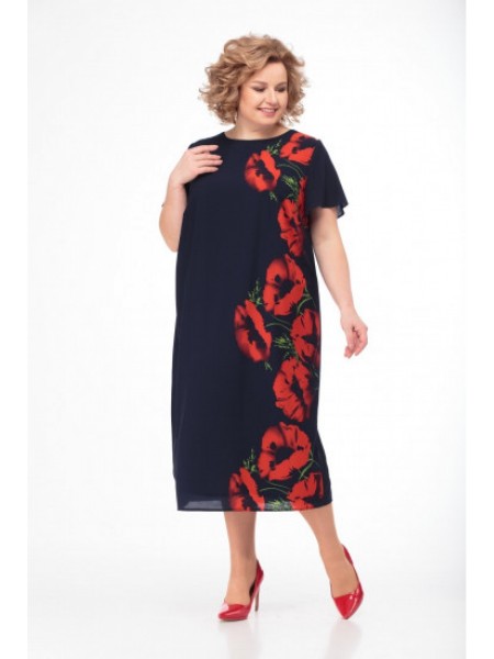 509 цветочный принт на синем фоне