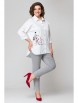 Брючный костюм артикул: М-931б белый+серый от Solomea Lux - вид 9