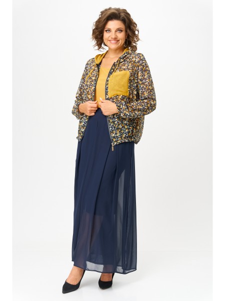 М-921/944Д мультиколор принт, горчица, синий