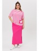 Юбочный костюм артикул: 1405 розовый, полоска от Мишель Шик - вид 1