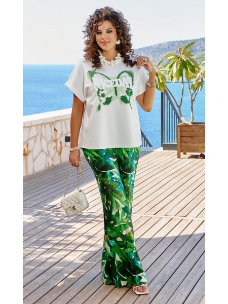 24033 белый+зеленый принт