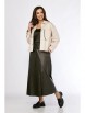 Юбочный костюм артикул: М-1314 бежевый/зеленый от Карина Делюкс - вид 1