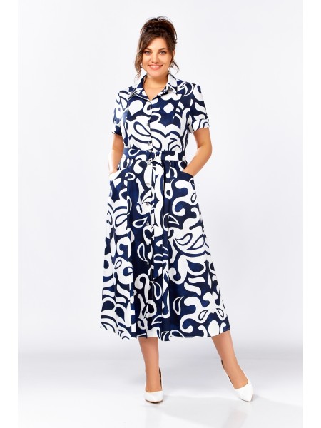 844.3 темно-синий в белый принт