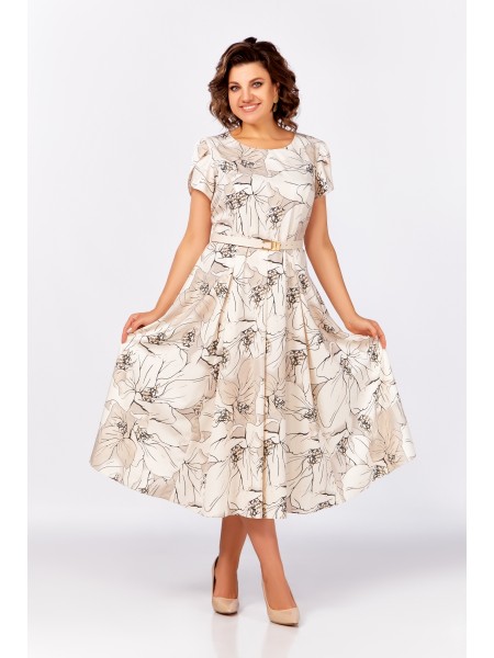 820.1 кремово-бежевый, принт цветы